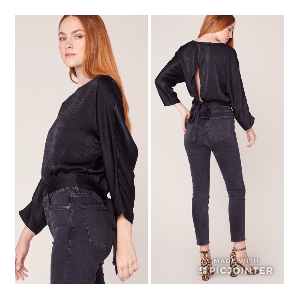 Somewhere to be satin top with tie back